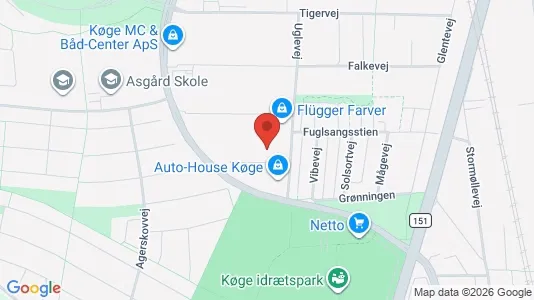Værkstedslokaler til leje i Køge - kort over placeringen