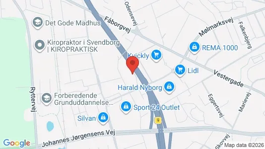 Erhvervslejemål til leje i Svendborg - kort over placeringen