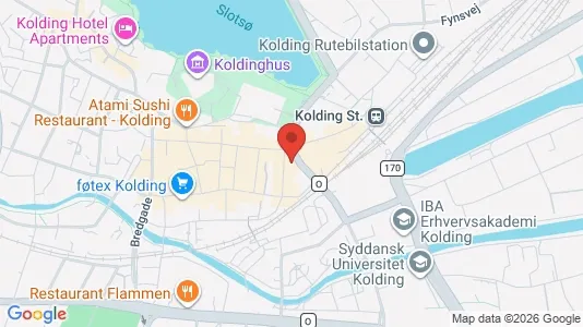 Erhvervslejemål til leje i Kolding - kort over placeringen