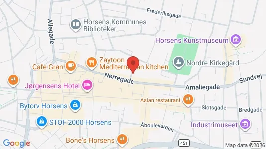 Erhvervslejemål til leje i Horsens - kort over placeringen