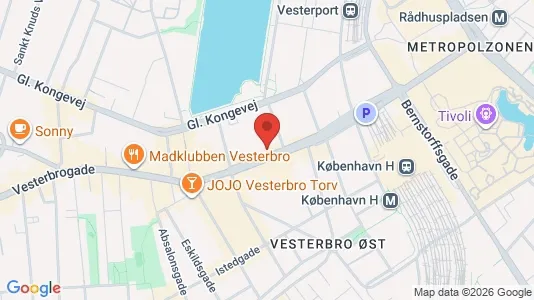 Erhvervslejemål til leje i Vesterbro - kort over placeringen