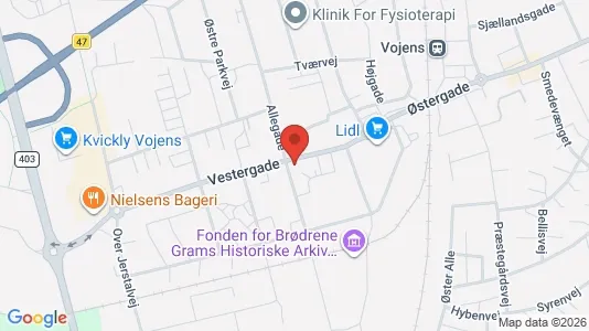 Erhvervslejemål til salg i Vojens - kort over placeringen
