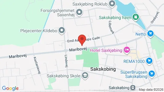 Erhvervslejemål til salg i Sakskøbing - kort over placeringen