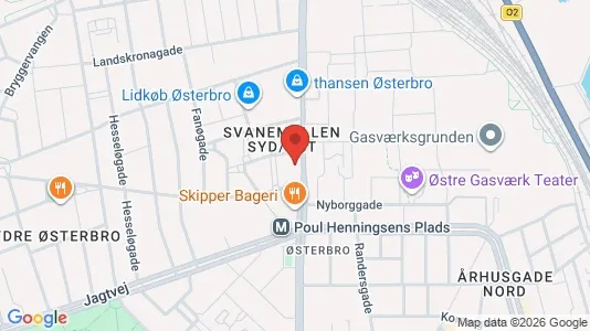 Erhvervslejemål til leje i Østerbro - kort over placeringen