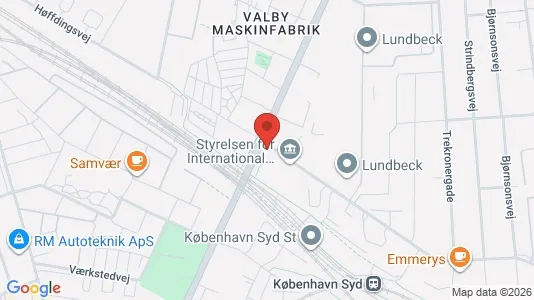 Erhvervslejemål til leje i Valby - kort over placeringen