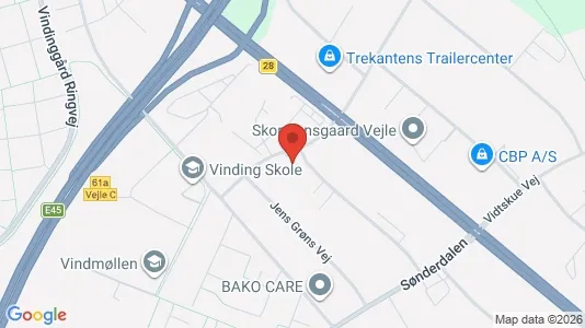 Erhvervslejemål til leje i Vejle Centrum - kort over placeringen