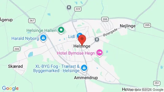Butikslokaler til salg i Helsinge - kort over placeringen