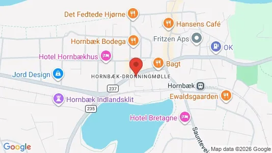 Boligudlejningsejendomme til salg i Hornbæk - kort over placeringen