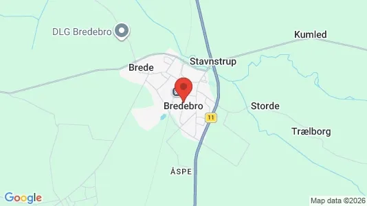 Butikslokaler til leje i Bredebro - kort over placeringen