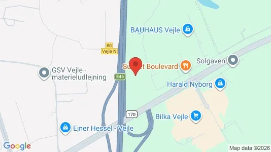 Erhvervslejemål til leje i Vejle Centrum - kort over placeringen