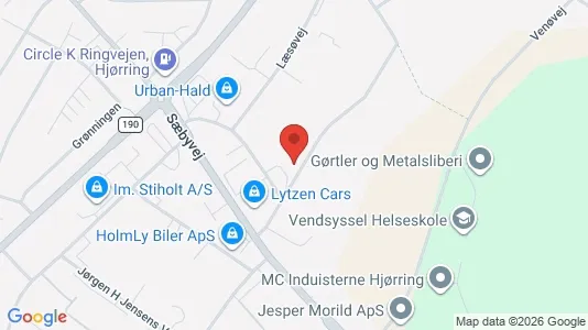 Erhvervslejemål til leje i Hjørring - kort over placeringen
