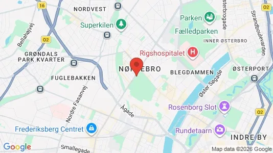 Erhvervslejemål til leje i Nørrebro - kort over placeringen