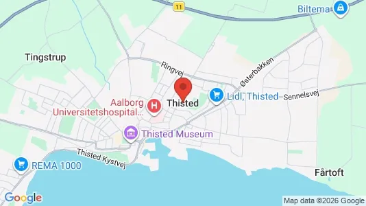 Erhvervslejemål til leje i Thisted - kort over placeringen