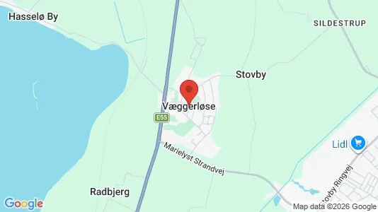 Erhvervslejemål til leje i Væggerløse - kort over placeringen