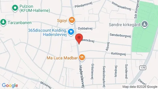 Erhvervslejemål til leje i Kolding - kort over placeringen