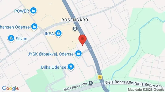 Kontorlokaler til leje i Odense SØ - kort over placeringen