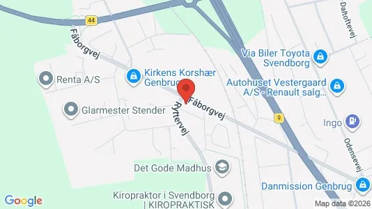 Erhvervslejemål til leje i Svendborg - kort over placeringen