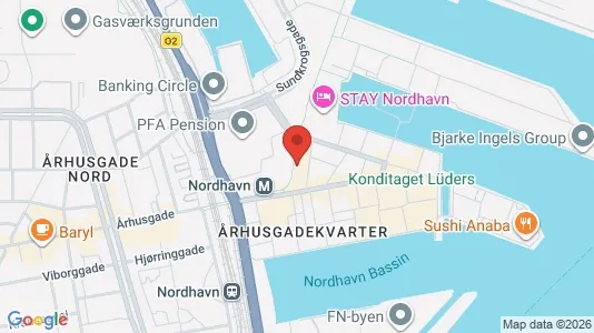 Kontorlokaler til leje i Nordhavn - kort over placeringen