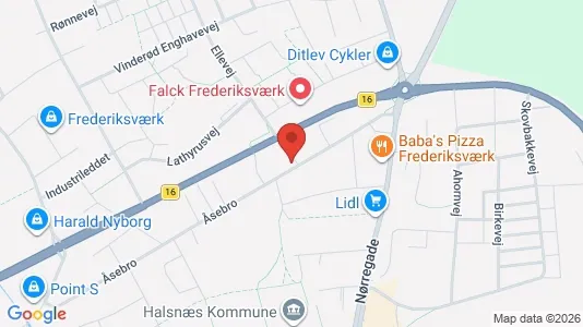 Erhvervslejemål til salg i Frederiksværk - kort over placeringen