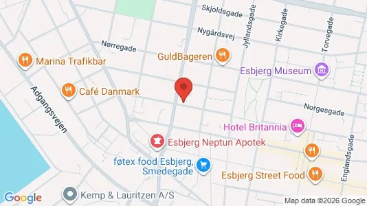 Erhvervslejemål til leje i Esbjerg Centrum - kort over placeringen