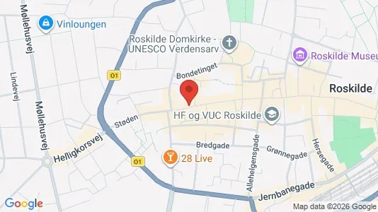 Erhvervslejemål til salg i Roskilde - kort over placeringen