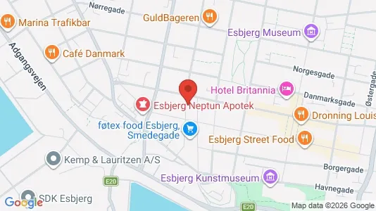 Erhvervslejemål til leje i Esbjerg Centrum - kort over placeringen