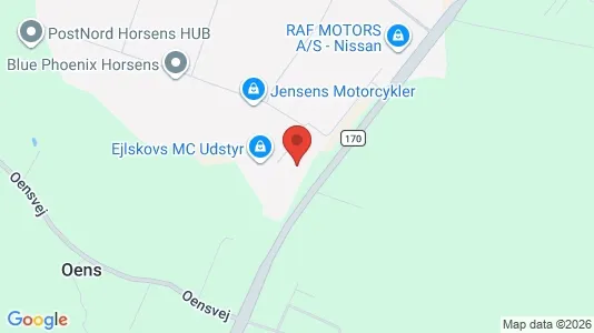 Værkstedslokaler til leje i Horsens - kort over placeringen