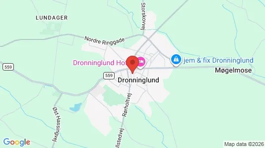 Erhvervslejemål til leje i Dronninglund - kort over placeringen