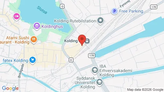 Erhvervslejemål til leje i Kolding - kort over placeringen