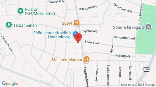 Erhvervslejemål til leje i Kolding - kort over placeringen