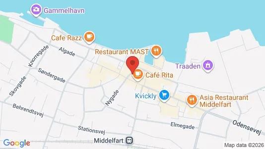 Erhvervslejemål til leje i Middelfart - kort over placeringen
