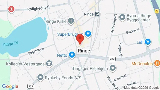 Erhvervslejemål til salg i Ringe - kort over placeringen