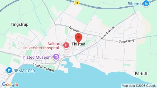 Butikslokaler til leje i Thisted - kort over placeringen