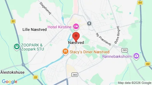 Butikslokaler til leje i Næstved - kort over placeringen