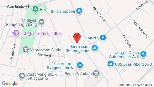 Erhvervslejemål til leje i Viborg - kort over placeringen