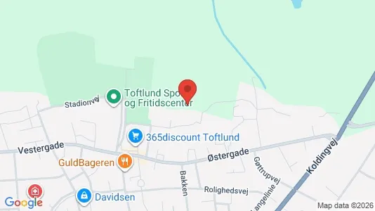 Erhvervsgrunde til salg i Toftlund - kort over placeringen